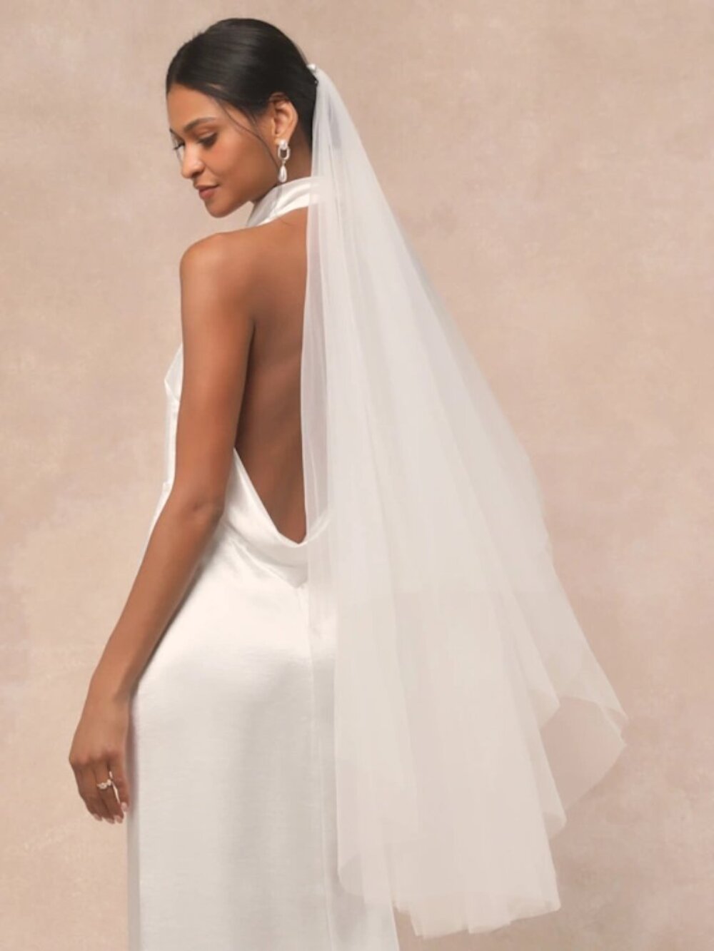 Lulus Forever Promise White Tulle Bridal Wedding Blusher Veil New With Tags